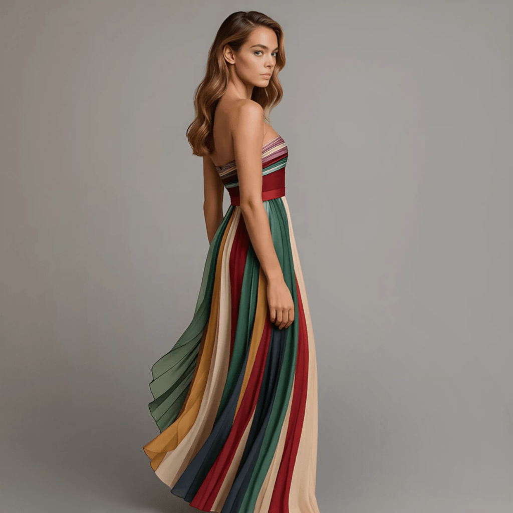 Judith | Holiday Glam Maxi Dress With Pleats In Jewel Tones - Nalani - Fashion Clothing and Decor