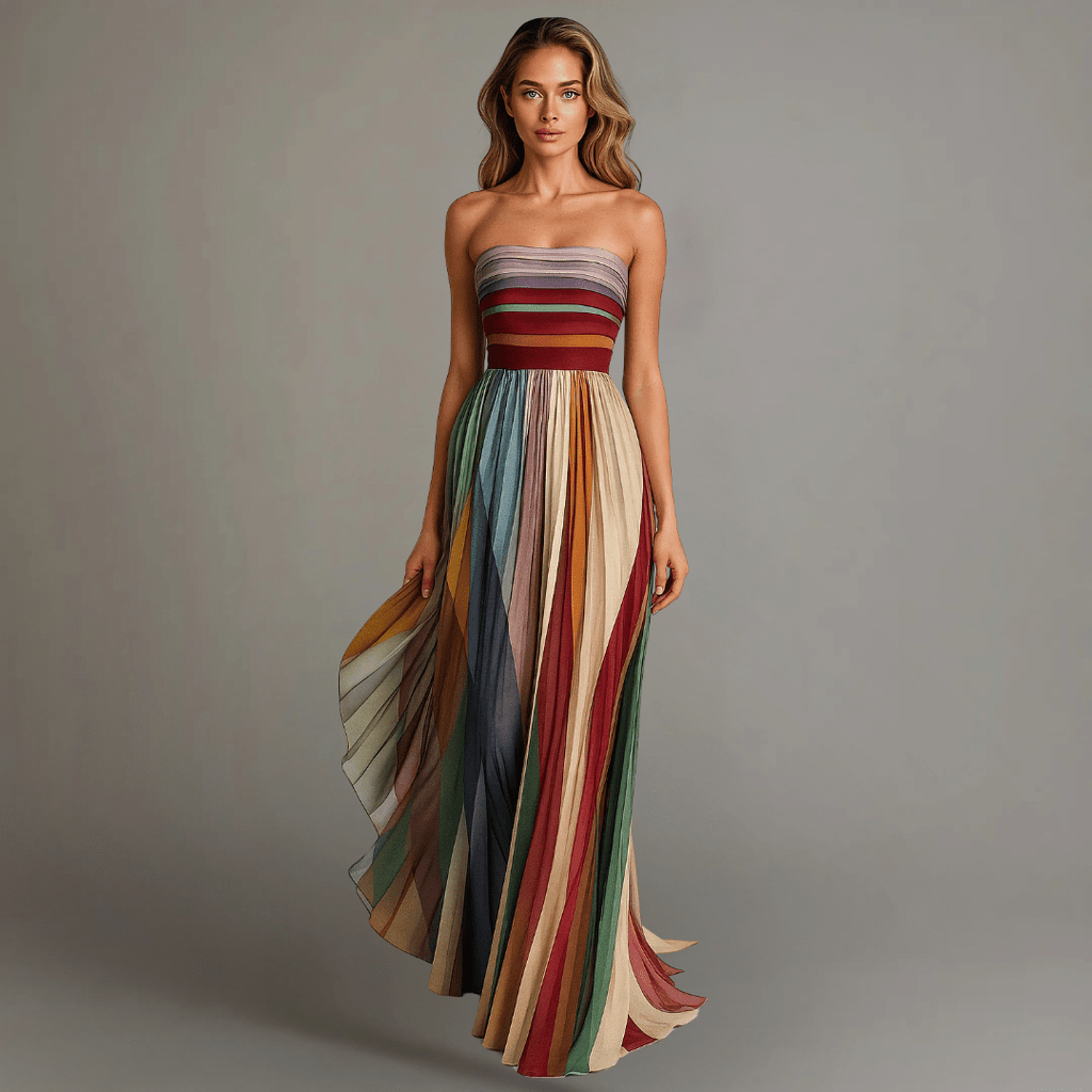 Judith | Holiday Glam Maxi Dress With Pleats In Jewel Tones - Nalani - Fashion Clothing and Decor