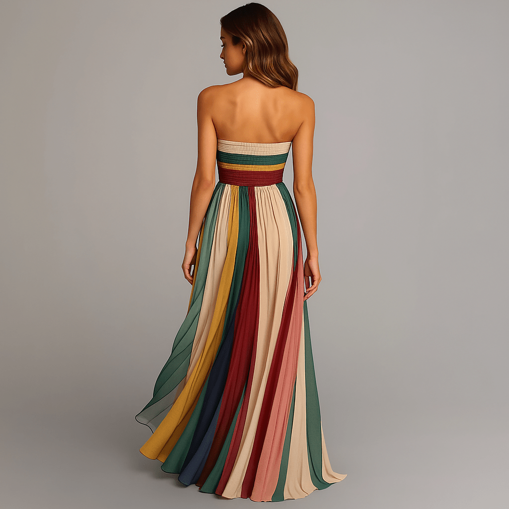 Judith | Holiday Glam Maxi Dress With Pleats In Jewel Tones - Nalani - Fashion Clothing and Decor