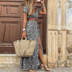 Justine | Airy Boho Maxi Dress With Matching Belt For Summer Days - Nalani - Fashion Clothing and Decor