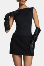 Kally – Slip On Faux Leather Long Gloves In Matte Finish - Nalani - Fashion Clothing and Decor
