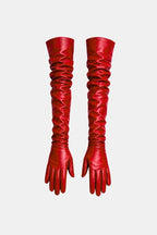 Kally – Slip On Faux Leather Long Gloves In Matte Finish - Nalani - Fashion Clothing and Decor