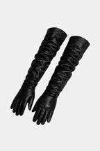 Kally – Slip On Faux Leather Long Gloves In Matte Finish - Nalani - Fashion Clothing and Decor