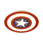 Kids Led Captain Shield Flush Mount Ceiling Light Red Blue - Nalani - UK Fashion Clothing and Decor