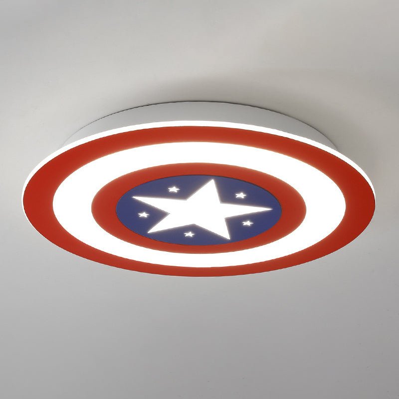 Kids Led Captain Shield Flush Mount Ceiling Light Red Blue - Nalani - UK Fashion Clothing and Decor