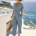Kimberly | Elegant Two - Piece Set With Wrap - Front Top And Bottoms - Nalani - Fashion Clothing and Decor
