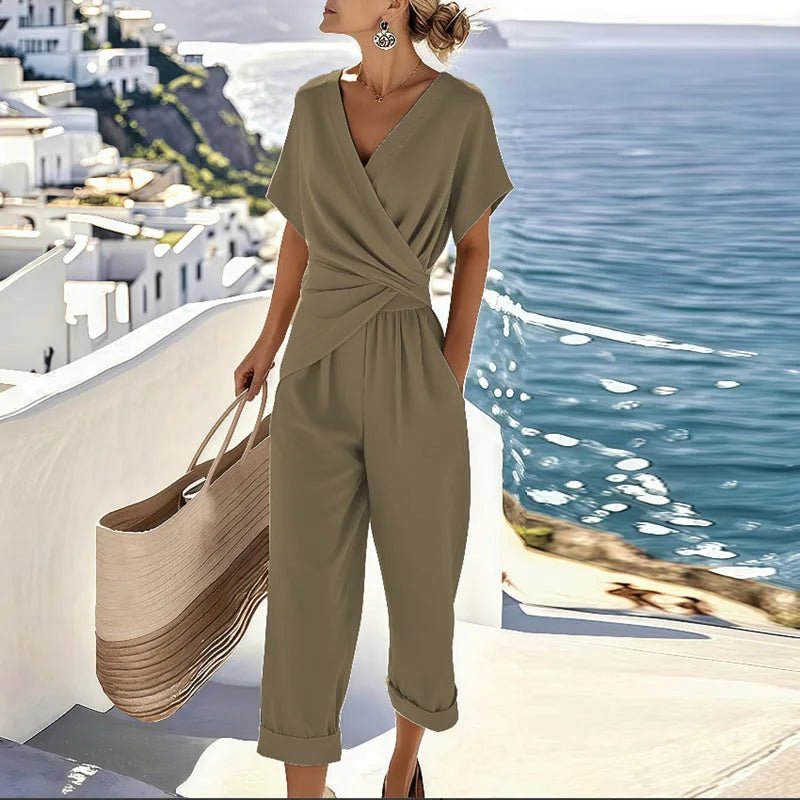 Kimberly | Elegant Two - Piece Set With Wrap - Front Top And Bottoms - Nalani - Fashion Clothing and Decor