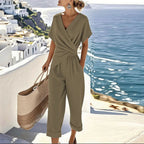 Kimberly | Elegant Two - Piece Set With Wrap - Front Top And Bottoms - Nalani - Fashion Clothing and Decor