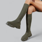 Knee High Boots With Chunky Platform Heel For Women - Nalani - UK Fashion Clothing and Decor