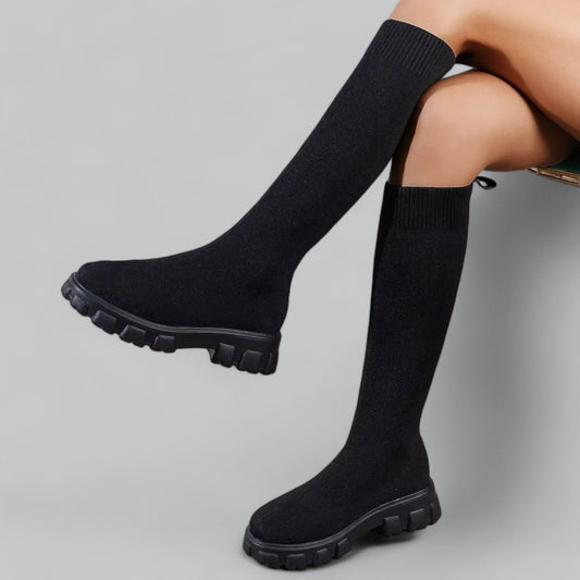Knee High Boots With Chunky Platform Heel For Women - Nalani - UK Fashion Clothing and Decor