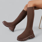 Knee High Boots With Chunky Platform Heel For Women - Nalani - UK Fashion Clothing and Decor