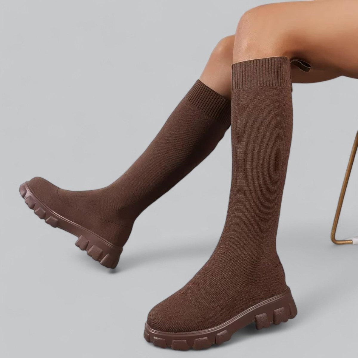 Knee High Boots With Chunky Platform Heel For Women - Nalani - UK Fashion Clothing and Decor