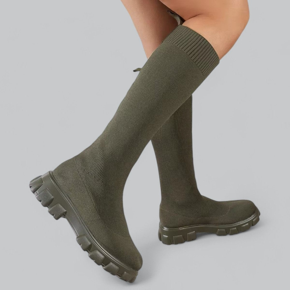 Knee High Boots With Chunky Platform Heel For Women - Nalani - UK Fashion Clothing and Decor