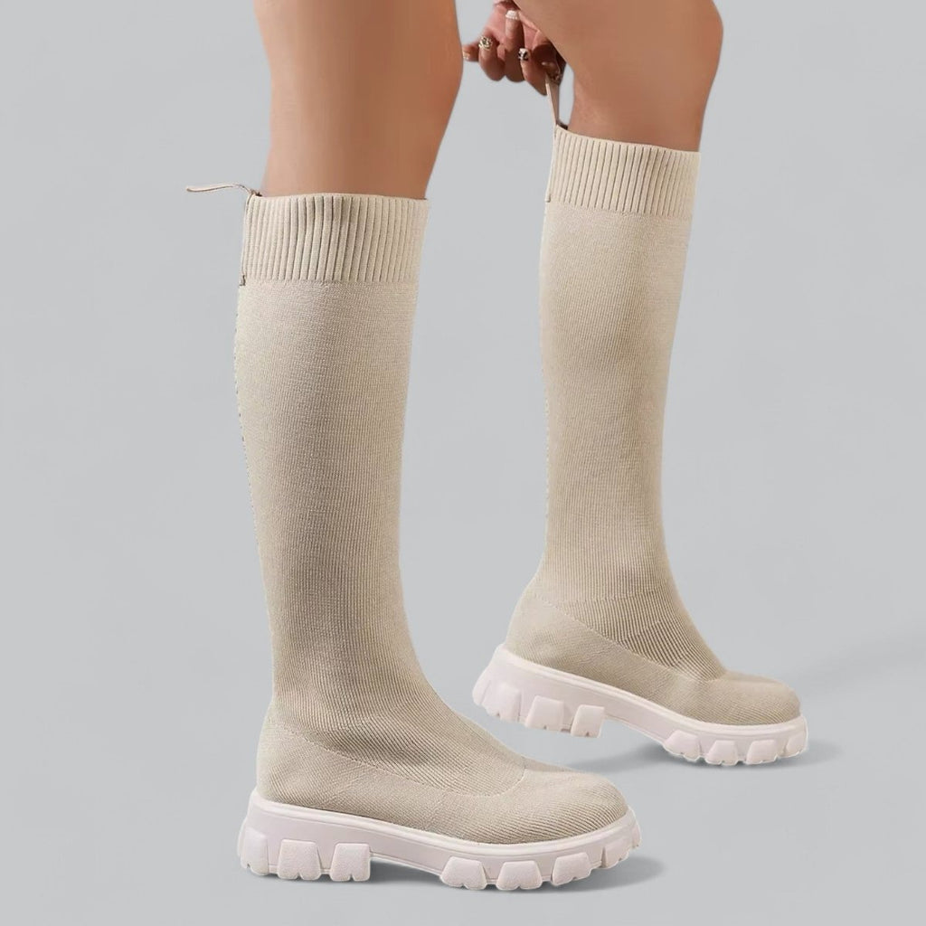 Knee High Boots With Chunky Platform Heel For Women - Nalani - UK Fashion Clothing and Decor