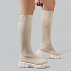Knee High Boots With Chunky Platform Heel For Women - Nalani - UK Fashion Clothing and Decor