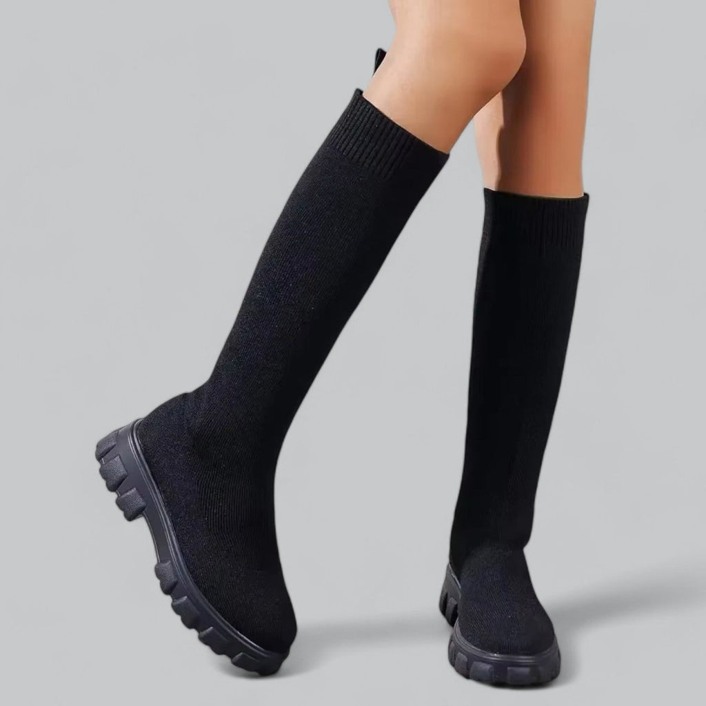 Knee High Boots With Chunky Platform Heel For Women - Nalani - UK Fashion Clothing and Decor