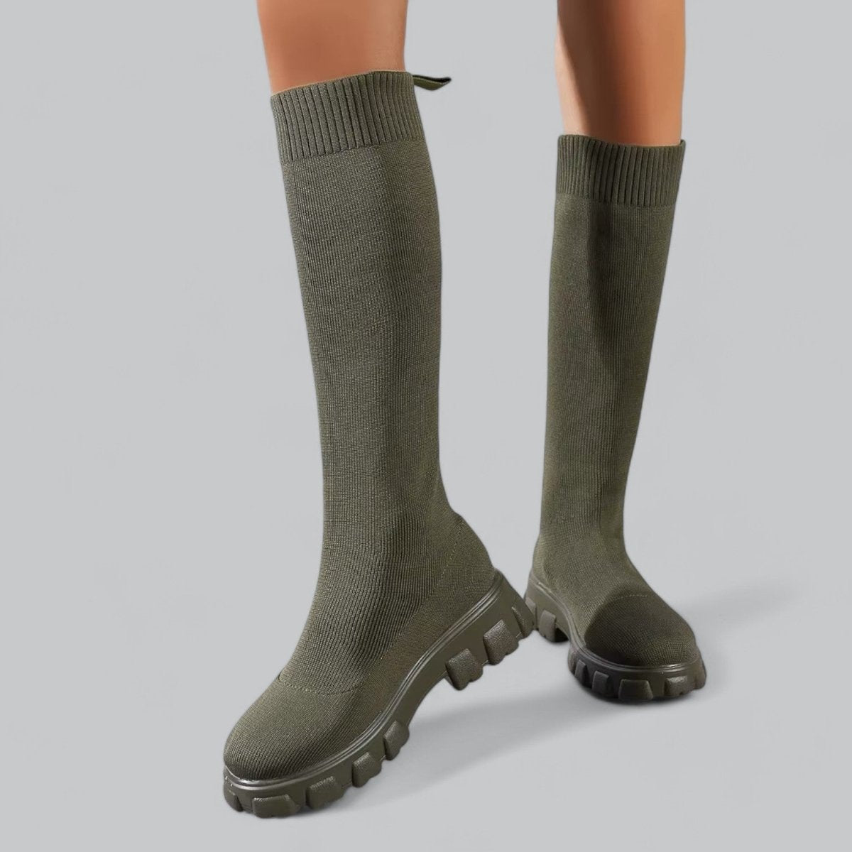 Knee High Boots With Chunky Platform Heel For Women - Nalani - UK Fashion Clothing and Decor