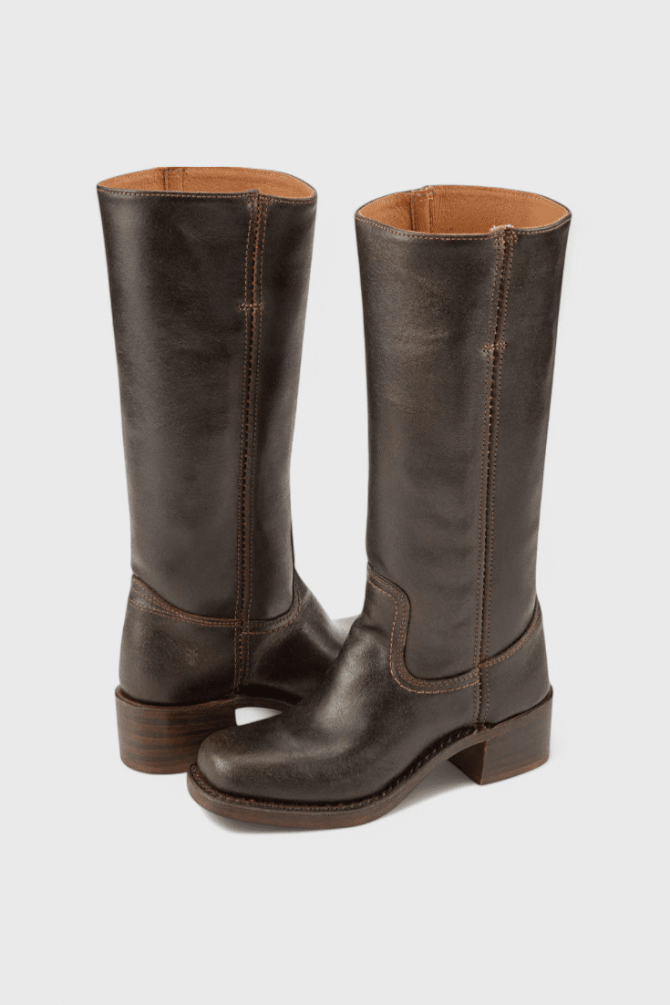 Knee High Boots With Stacked Heel And Round Toe For Women - Nalani - UK Fashion Clothing and Decor