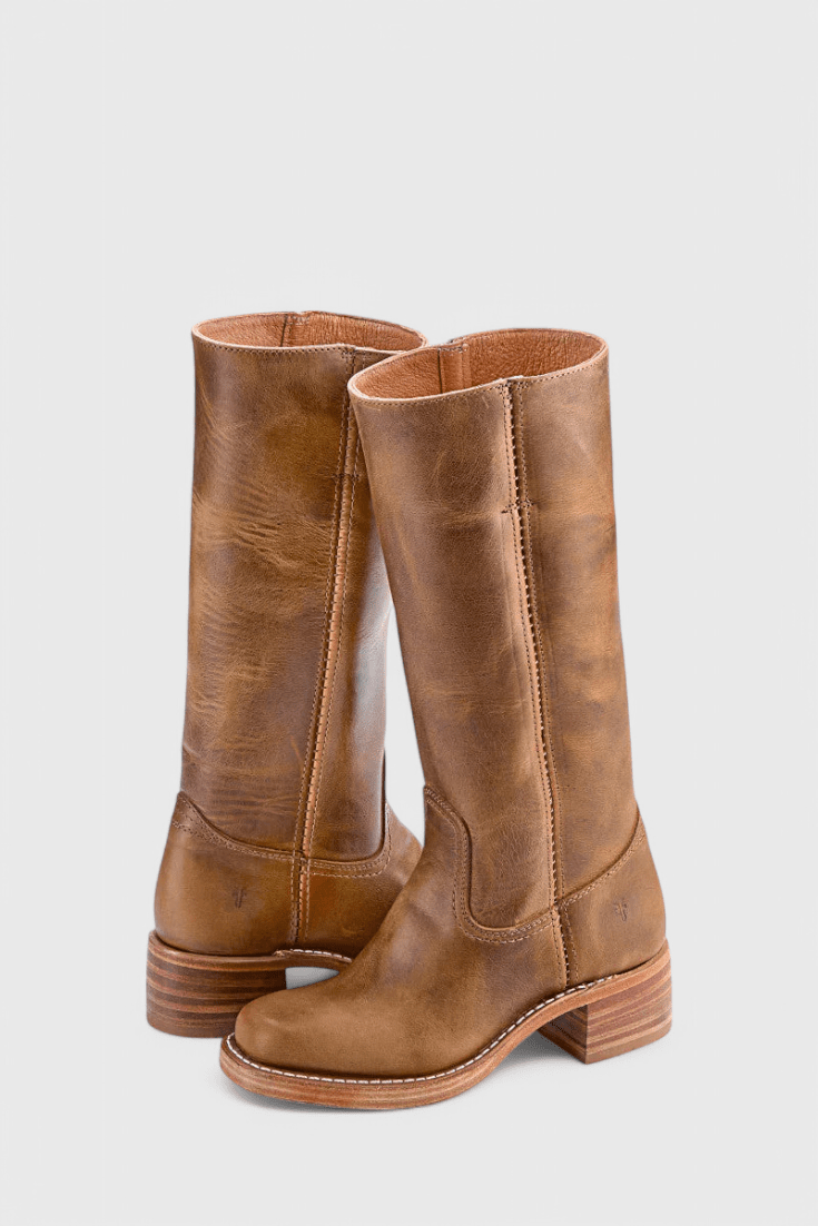 Knee High Boots With Stacked Heel And Round Toe For Women - Nalani - UK Fashion Clothing and Decor