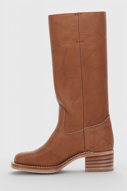 Knee High Boots With Stacked Heel And Round Toe For Women - Nalani - UK Fashion Clothing and Decor