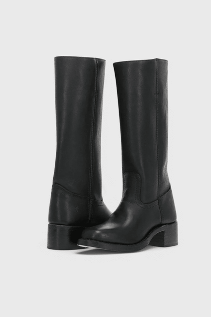 Knee High Boots With Stacked Heel And Round Toe For Women - Nalani - UK Fashion Clothing and Decor