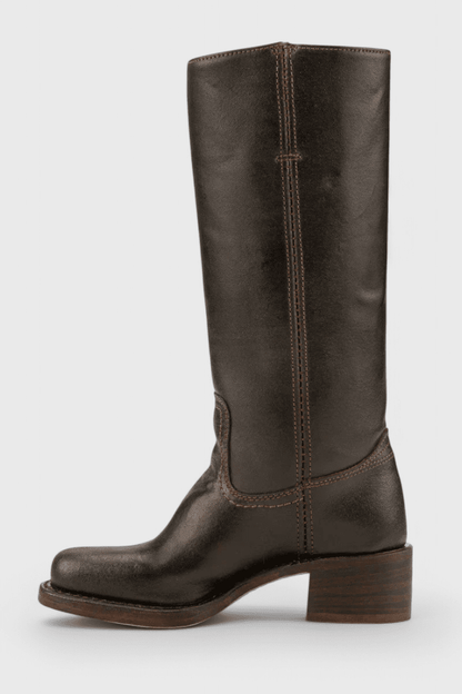 Knee High Boots With Stacked Heel And Round Toe For Women - Nalani - UK Fashion Clothing and Decor