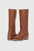Knee High Boots With Stacked Heel And Round Toe For Women - Nalani - UK Fashion Clothing and Decor