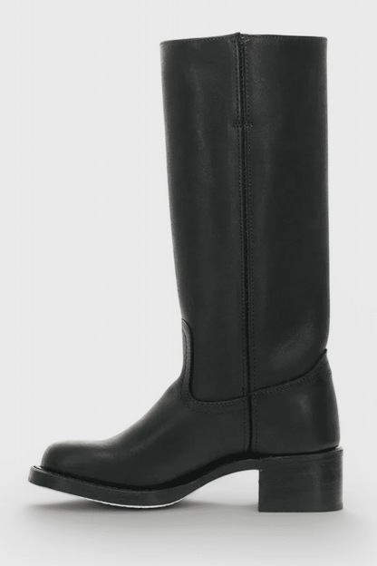 Knee High Boots With Stacked Heel And Round Toe For Women - Nalani - UK Fashion Clothing and Decor