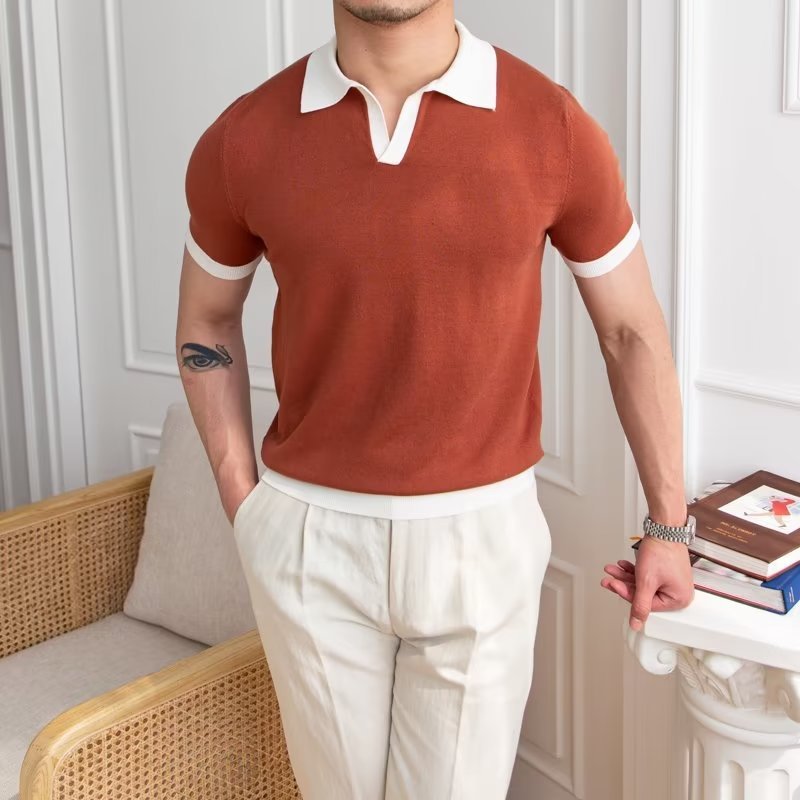 Knitted Polo Shirt Short Sleeve Regular Fit With Ribbed Cuffs - Nalani - UK Fashion Clothing and Decor