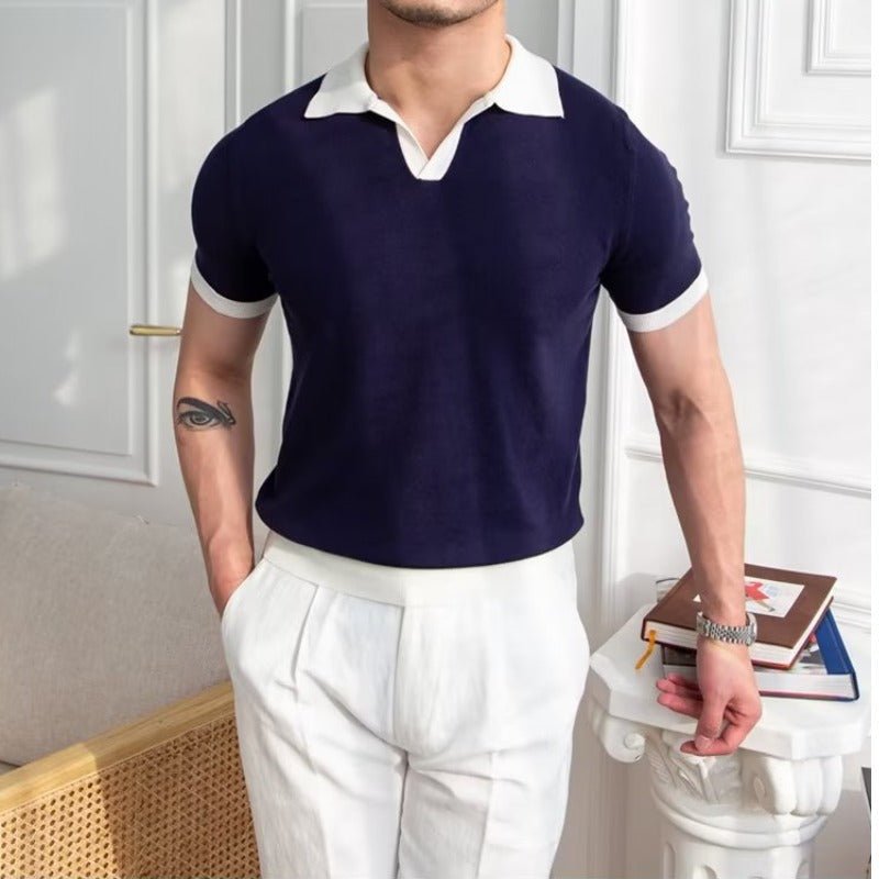Knitted Polo Shirt Short Sleeve Regular Fit With Ribbed Cuffs - Nalani - UK Fashion Clothing and Decor
