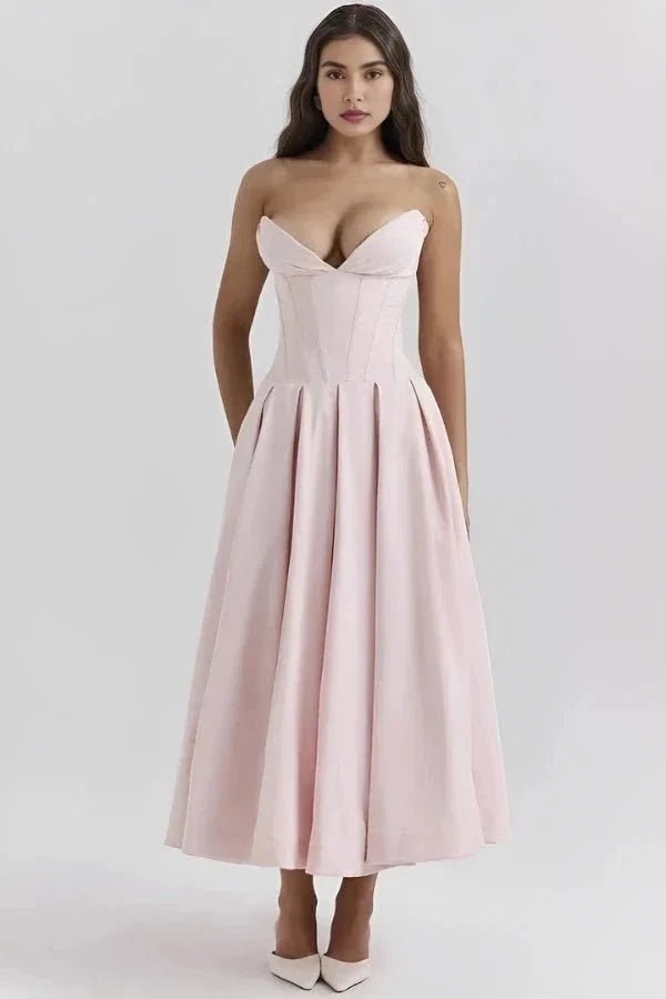 Laarni Dress With Sculpted Bodice And Boning And Voluminous Skirt - Nalani - Fashion Clothing and Decor