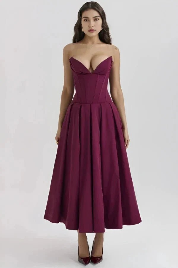 Laarni Dress With Sculpted Bodice And Boning And Voluminous Skirt - Nalani - Fashion Clothing and Decor