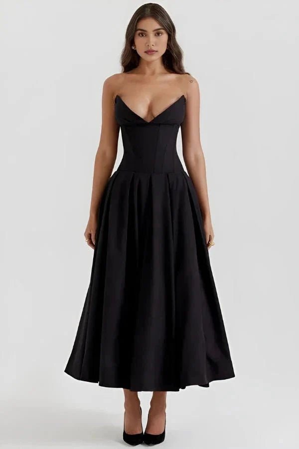 Laarni Dress With Sculpted Bodice And Boning And Voluminous Skirt - Nalani - Fashion Clothing and Decor