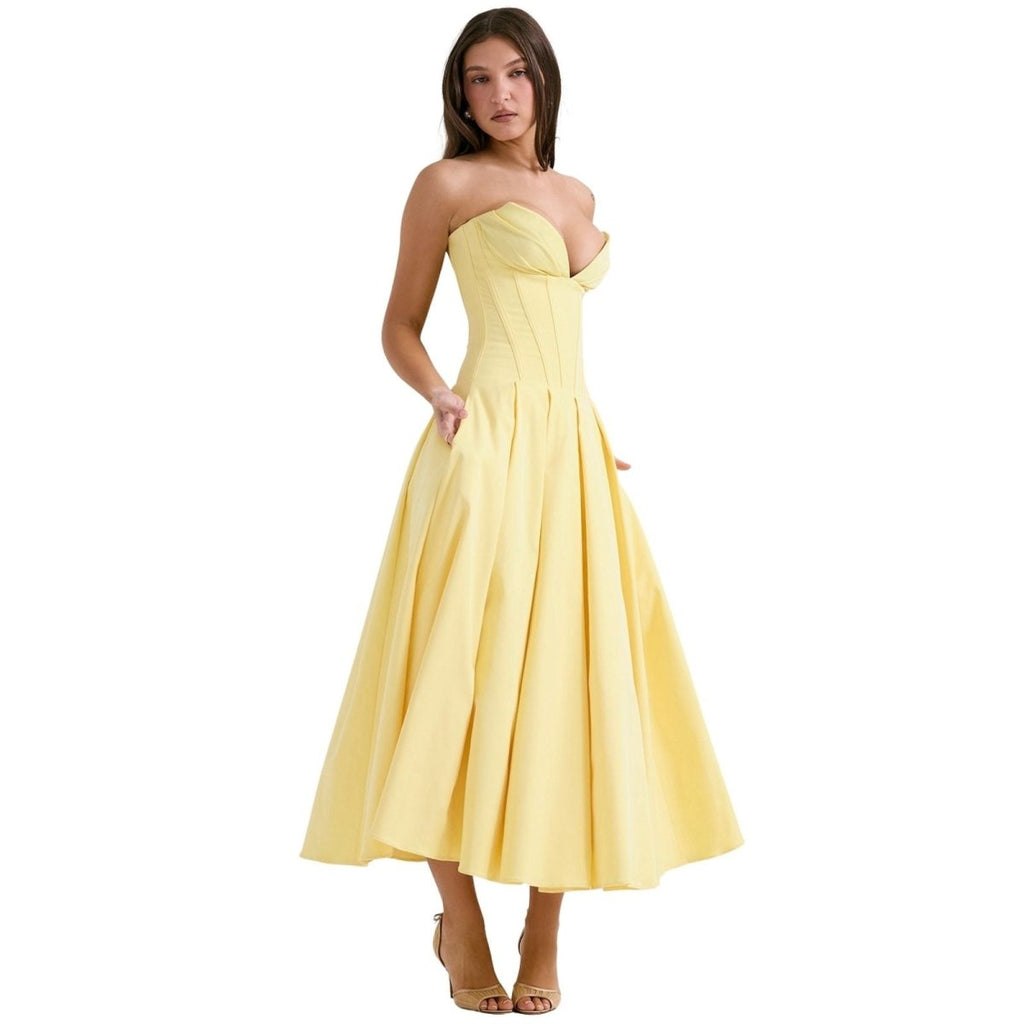 Laarni Dress With Sculpted Bodice And Boning And Voluminous Skirt - Nalani - Fashion Clothing and Decor