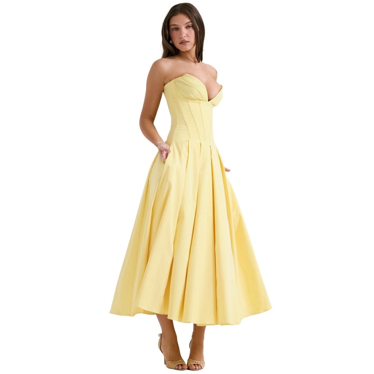 Laarni Dress With Sculpted Bodice And Boning And Voluminous Skirt - Nalani - Fashion Clothing and Decor