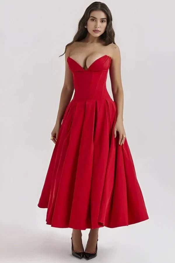 Laarni Dress With Sculpted Bodice And Boning And Voluminous Skirt - Nalani - Fashion Clothing and Decor
