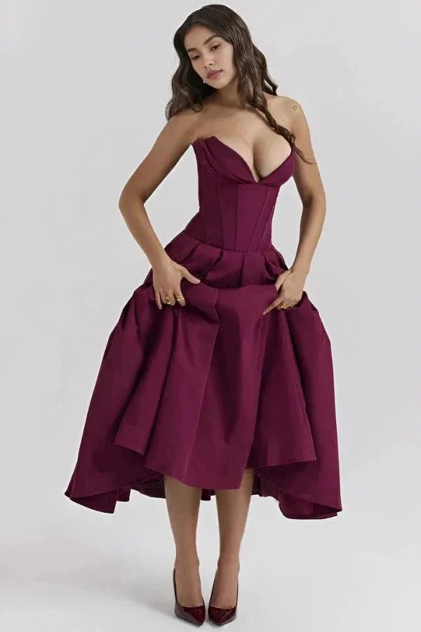 Laarni Dress With Sculpted Bodice And Boning And Voluminous Skirt - Nalani - Fashion Clothing and Decor