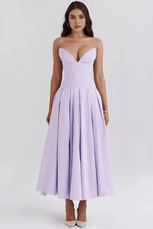 Laarni Dress With Sculpted Bodice And Boning And Voluminous Skirt - Nalani - Fashion Clothing and Decor