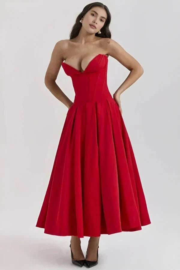 Laarni Dress With Sculpted Bodice And Boning And Voluminous Skirt - Nalani - Fashion Clothing and Decor