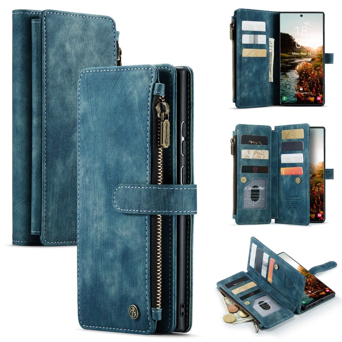 Leather Wallet Case With Zipper For Smartphones Card Slots - Nalani - UK Fashion Clothing and Decor