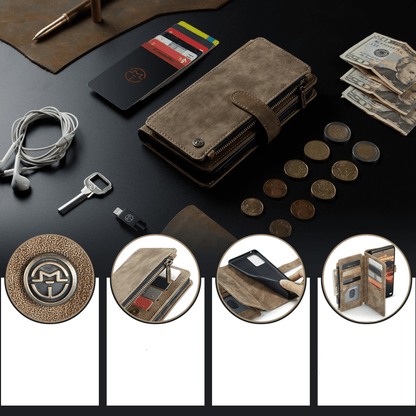 Leather Zipper Wallet Case For A Series Phones With Cards - Nalani - UK Fashion Clothing and Decor