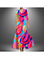 Leigh - Printed Wrap Dress With Flattering Silhouette For Any Occasion - Nalani - Fashion Clothing and Decor