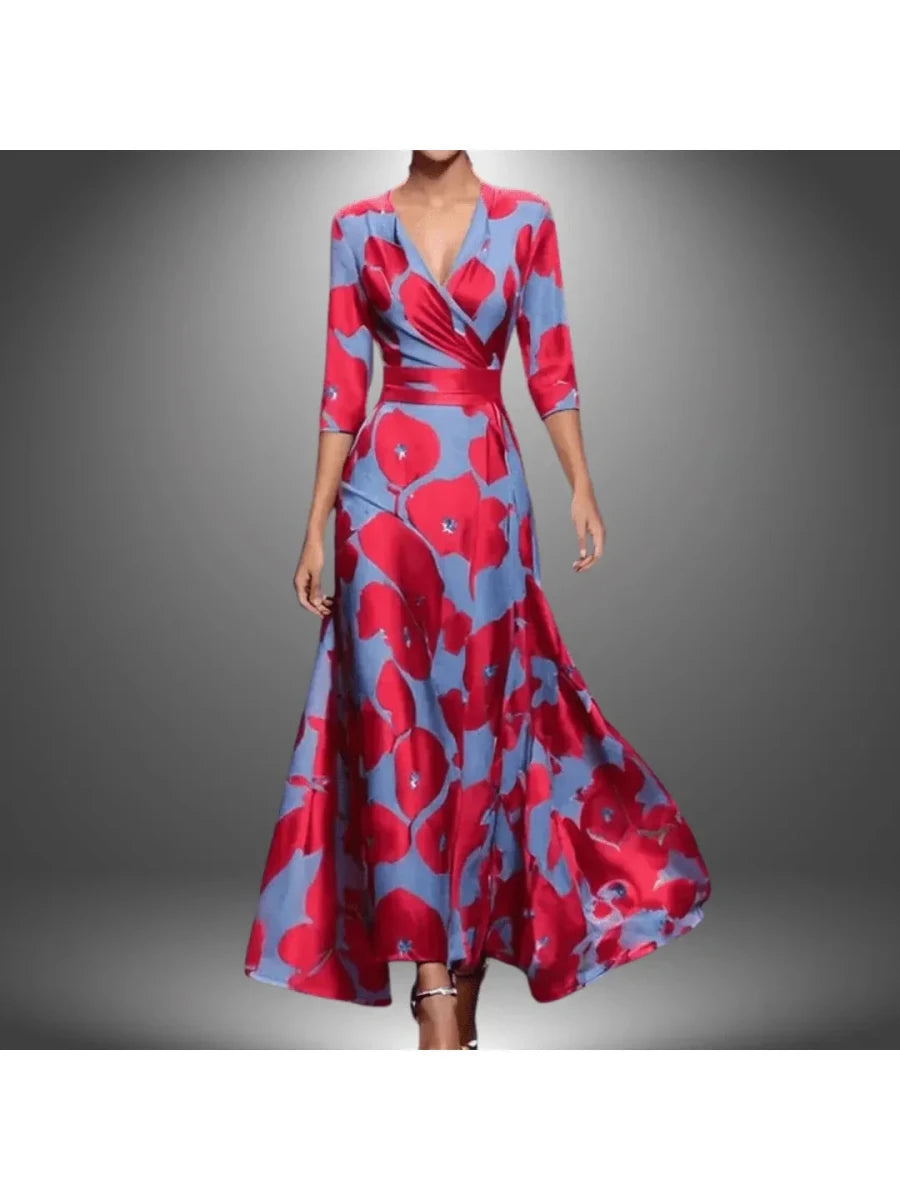 Leigh - Printed Wrap Dress With Flattering Silhouette For Any Occasion - Nalani - Fashion Clothing and Decor