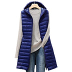 Lightweight Hooded Vest For Women Autumn Winter Midi Length - Nalani - UK Fashion Clothing and Decor
