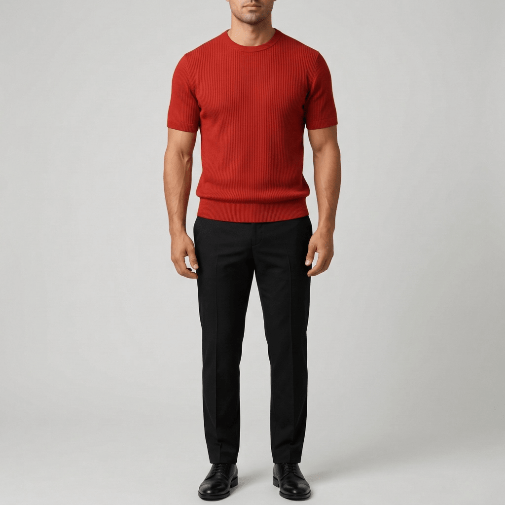 Lightweight Men's Cotton Short Sleeve Crew Neck Shirt Slim Fit - Nalani - UK and AUS Fashion Clothing and Decor