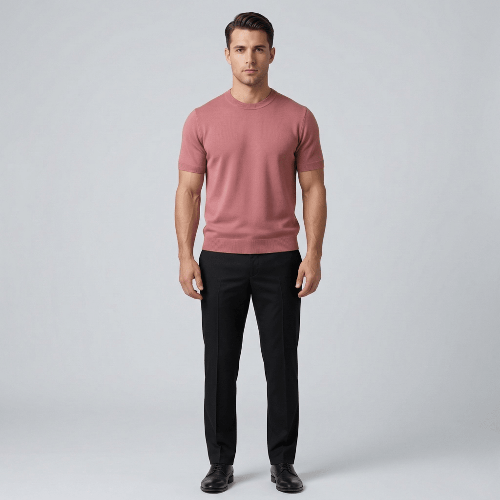 Lightweight Men's Cotton Short Sleeve Crew Neck Shirt Slim Fit - Nalani - UK and AUS Fashion Clothing and Decor