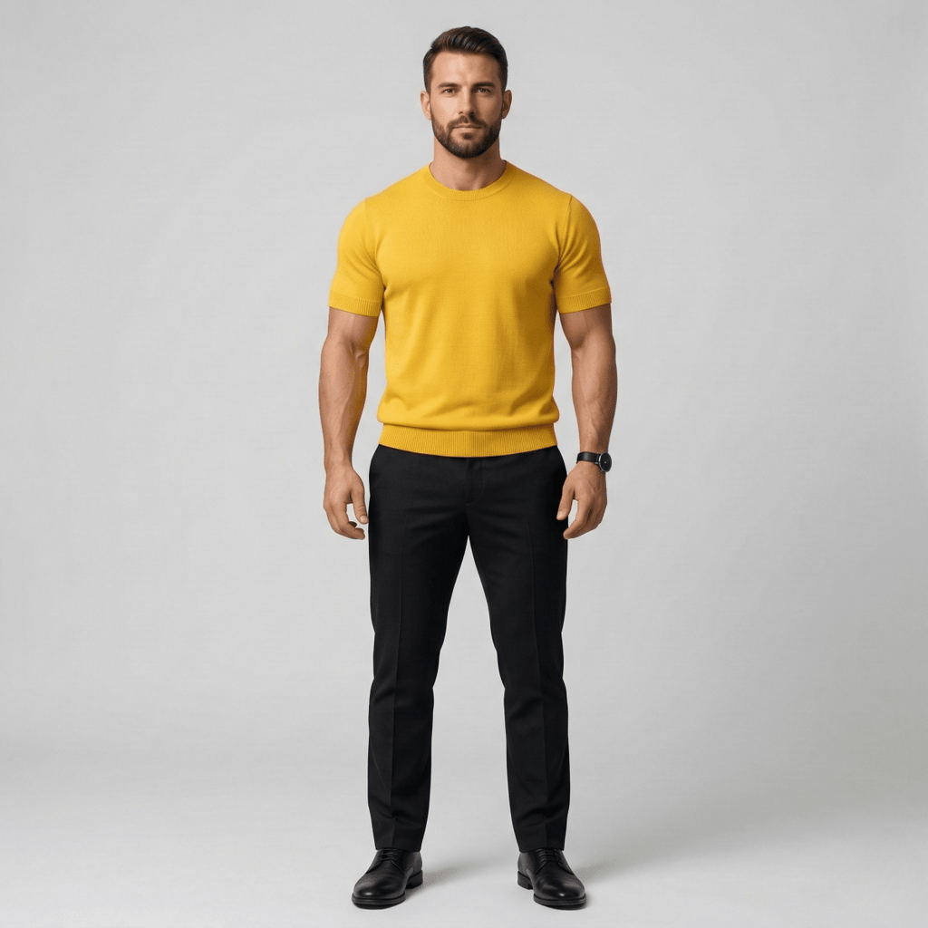 Lightweight Men's Cotton Short Sleeve Crew Neck Shirt Slim Fit - Nalani - UK and AUS Fashion Clothing and Decor