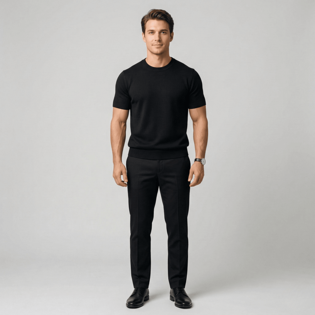 Lightweight Men's Cotton Short Sleeve Crew Neck Shirt Slim Fit - Nalani - UK and AUS Fashion Clothing and Decor