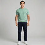 Lightweight Men's Cotton Short Sleeve Crew Neck Shirt Slim Fit