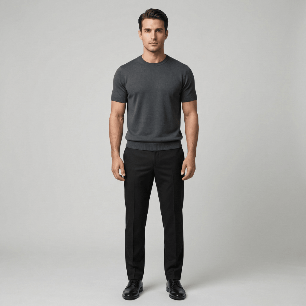 Lightweight Men's Cotton Short Sleeve Crew Neck Shirt Slim Fit - Nalani - UK and AUS Fashion Clothing and Decor